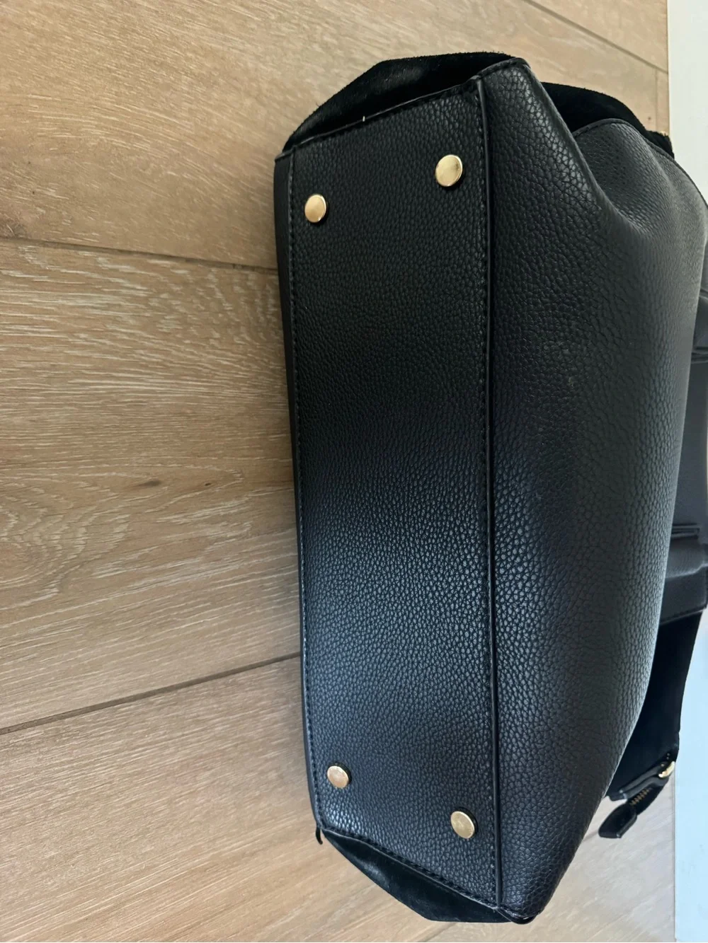 Sole Society Black Faux Leather and Suede Satchel